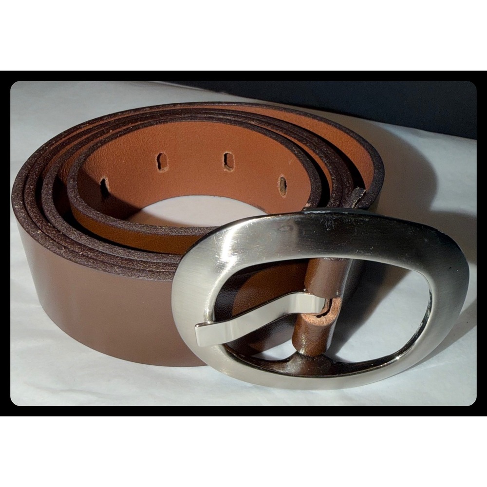 Buffalo David Bitton Belt Women XL Brown Leather Oval Buckle Casual 8528